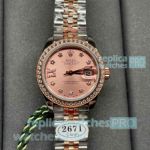 Clean Factory 1:1 Copy Rolex Datejust Rose Gold Diamond Bezel Ladies 28MM Watch